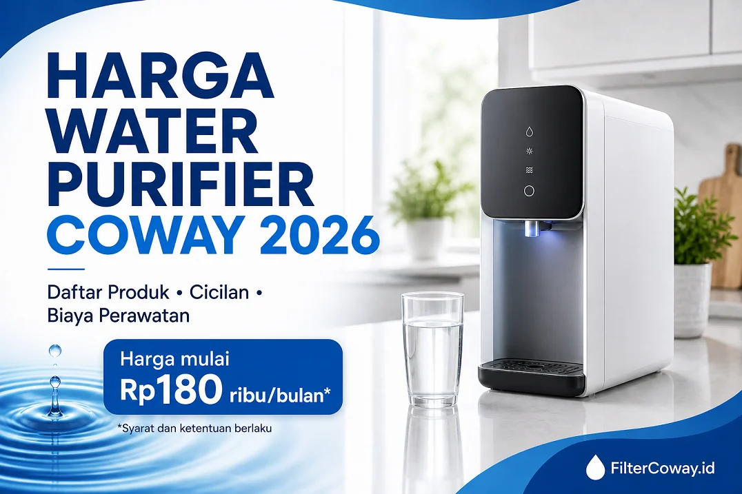 Harga Water Purifier Coway 2026, daftar produk, cicilan, dan biaya perawatan.
