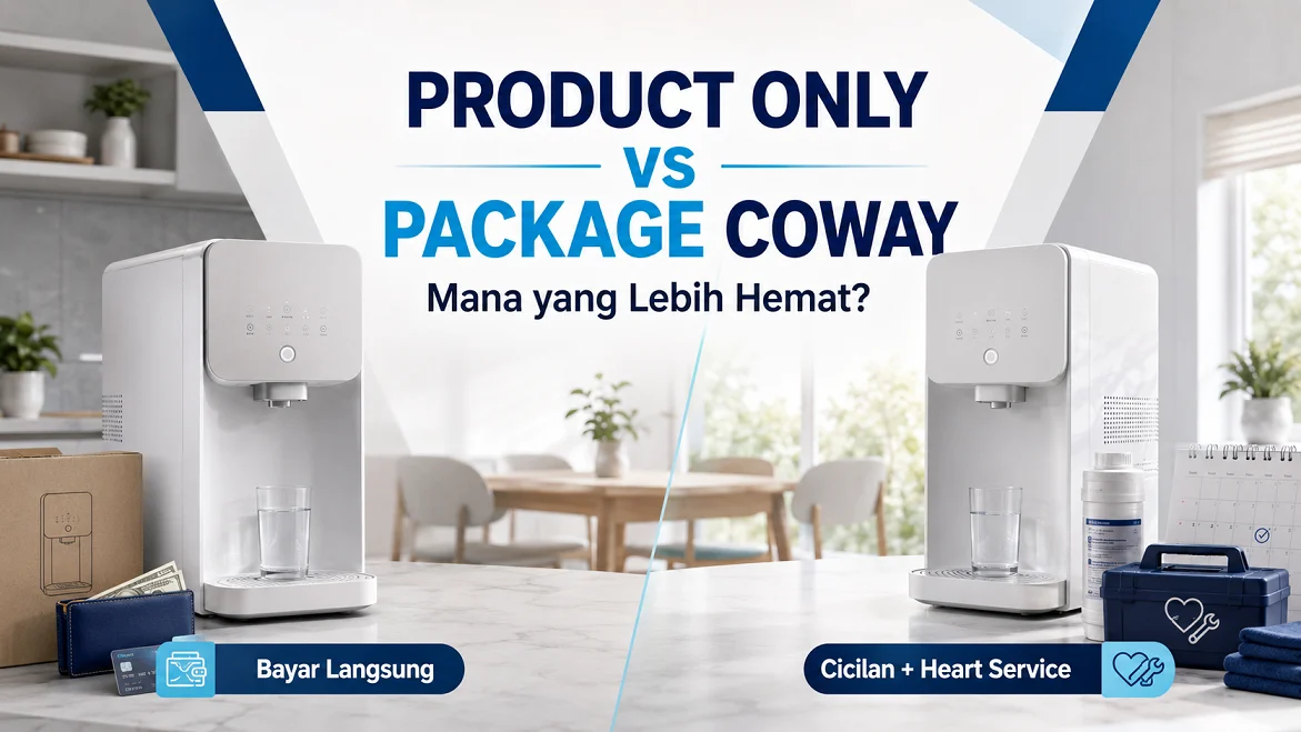 Perbandingan Product Only vs Package Coway untuk memilih pembelian langsung atau cicilan dengan Heart Service.Perbandingan Product Only vs Package Coway untuk memilih pembelian langsung atau cicilan dengan Heart Service.